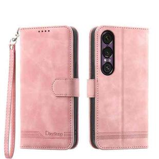 For Sony Xperia 1 VII Dierfeng Dream Line TPU + PU Leather Phone Case(Pink)
