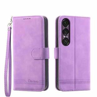 For Sony Xperia 1 VII Dierfeng Dream Line TPU + PU Leather Phone Case(Purple)