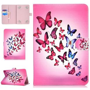 For 10 inch Universal Tablet PC Colored Drawing Pattern Horizontal Flip PU Leather Case with Holder & Card Slot(Butterfly)