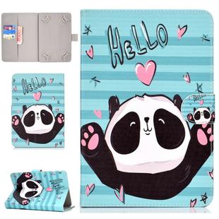 For 7 inch Universal Tablet PC Colored Drawing Pattern Horizontal Flip PU Leather Case with Holder & Card Slot(Love Panda)