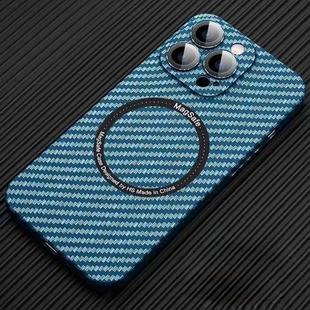 For iPhone 14 Pro MagSafe Magnetic PC Carbon Fiber Phone Case with Lens Film(Blue)