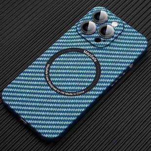 For iPhone 16 Pro Max MagSafe Magnetic PC Carbon Fiber Phone Case with Lens Film(Blue)