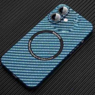 For iPhone 16 Plus MagSafe Magnetic PC Carbon Fiber Phone Case with Lens Film(Blue)