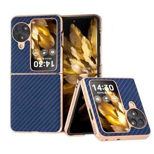 For OPPO Find N3 Flip Nano Electroplating Carbon Fiber Texture Phone Case(Navy Blue)
