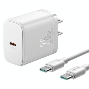 JOYROOM JR-TCF11 25W USB-C / Type-C Port Fast Charger with Cable Set, US Plug(White)