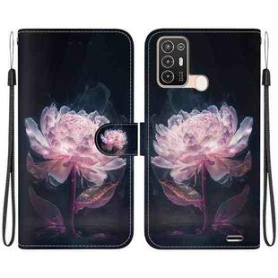 For ZTE Blade A52 Crystal Texture Colored Drawing Leather Phone Case(Purple Peony)