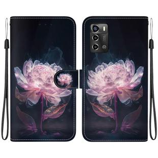 For ZTE Blade A72 / V40 Vita Crystal Texture Colored Drawing Leather Phone Case(Purple Peony)