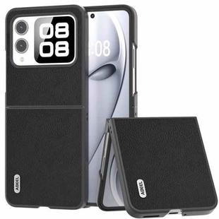 For Huawei nova Flip ABEEL Genuine Leather + PC Litchi Texture Phone Case(Black)