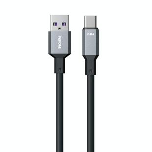 WK WDC-17 6A USB to USB-C/Type-C Silicone Data Cable, Length: 1.2m(Black)