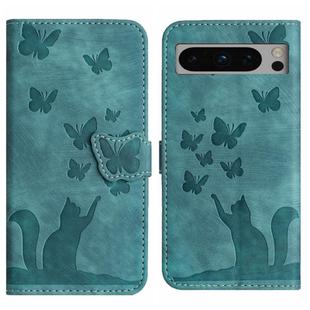 For Google Pixel 8 Pro Butterfly Cat Embossing Flip Leather Phone Case(Wathet)