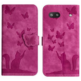 For Google Pixel 6a Butterfly Cat Embossing Flip Leather Phone Case(Pink)