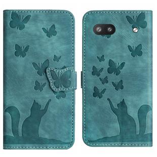 For Google Pixel 6a Butterfly Cat Embossing Flip Leather Phone Case(Wathet)