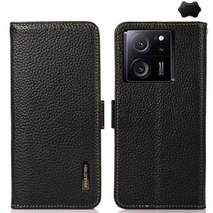 For Xiaomi Redmi K60 Ultra / 13T KHAZNEH Side-Magnetic Litchi Genuine Leather RFID Phone Case(Black)