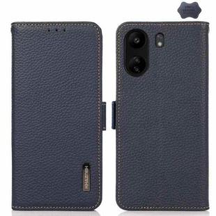 For Xiaomi Redmi 13C KHAZNEH Side-Magnetic Litchi Genuine Leather RFID Phone Case(Blue)