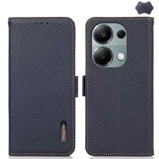 For Xiaomi Redmi Note 13 4G KHAZNEH Side-Magnetic Litchi Genuine Leather RFID Phone Case(Blue)