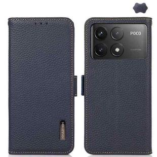 For Xiaomi Redmi K70 Pro KHAZNEH Side-Magnetic Litchi Genuine Leather RFID Phone Case(Blue)