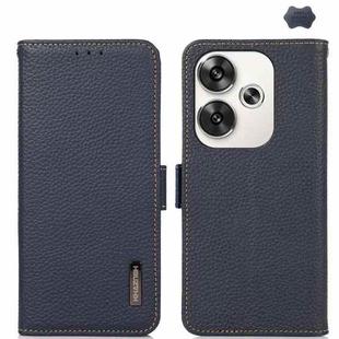 For Xiaomi POCO F6 KHAZNEH Side-Magnetic Litchi Genuine Leather RFID Phone Case(Blue)