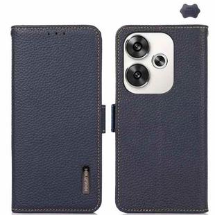 For Xiaomi Redmi Turbo 3 KHAZNEH Side-Magnetic Litchi Genuine Leather RFID Phone Case(Blue)