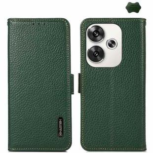 For Xiaomi Redmi Turbo 3 KHAZNEH Side-Magnetic Litchi Genuine Leather RFID Phone Case(Green)