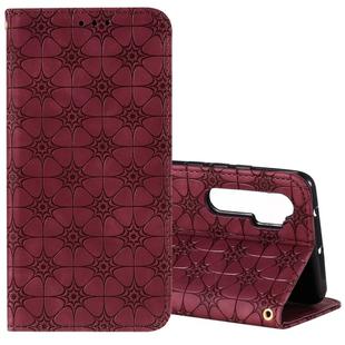 For Xiaomi Mi Note 10 Lite Lucky Flowers Embossing Pattern Magnetic Horizontal Flip Leather Case with Holder & Card Slots(Wine Red)
