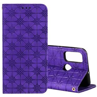 For Huawei P Smart (2020) Lucky Flowers Embossing Pattern Magnetic Horizontal Flip Leather Case with Holder & Card Slots(Purple)