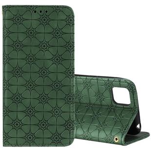 For Huawei Y5p (2020) / Honor 9S Lucky Flowers Embossing Pattern Magnetic Horizontal Flip Leather Case with Holder & Card Slots(Dark Green)