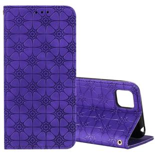 For Huawei Y5p (2020) / Honor 9S Lucky Flowers Embossing Pattern Magnetic Horizontal Flip Leather Case with Holder & Card Slots(Purple)