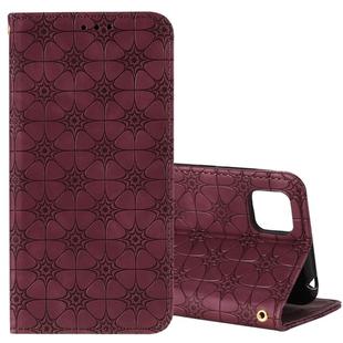 For Huawei Y5p (2020) / Honor 9S Lucky Flowers Embossing Pattern Magnetic Horizontal Flip Leather Case with Holder & Card Slots(Wine Red)