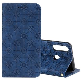For Huawei Y6p (2020) Lucky Flowers Embossing Pattern Magnetic Horizontal Flip Leather Case with Holder & Card Slots(Dark Blue)