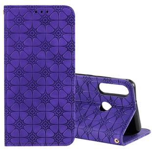 For Huawei Y6p (2020) Lucky Flowers Embossing Pattern Magnetic Horizontal Flip Leather Case with Holder & Card Slots(Purple)