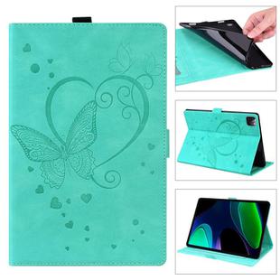 For Xiaomi Pad 6 / Pad 6 Pro Love Butterfly Embossed Leather Tablet Case(Mint Green)