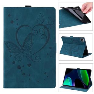 For Xiaomi Pad 6 / Pad 6 Pro Love Butterfly Embossed Leather Tablet Case(Blue)