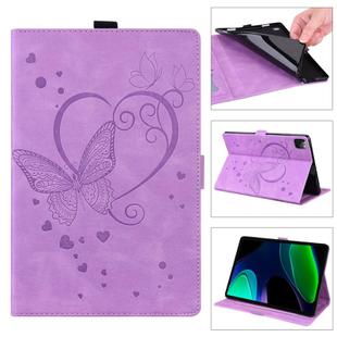 For Xiaomi Pad 6 / Pad 6 Pro Love Butterfly Embossed Leather Tablet Case(Purple)