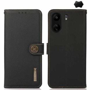 For Xiaomi Redmi 13C KHAZNEH Custer Texture RFID Genuine Leather Phone Case(Black)