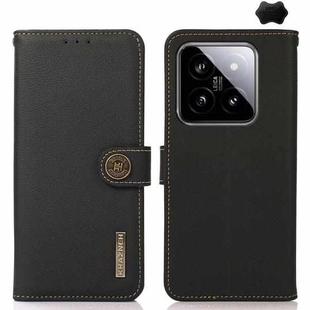 For Xiaomi 14 KHAZNEH Custer Texture RFID Genuine Leather Phone Case(Black)