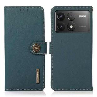 For Xiaomi POCO F6 Pro KHAZNEH Custer Texture RFID Genuine Leather Phone Case(Green)