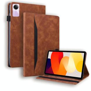 For Xiaomi Redmi Pad SE Splicing Shockproof Leather Tablet Case(Brown)