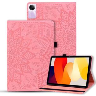 For Xiaomi Redmi Pad SE Calf Texture Embossed Leather Tablet Case(Pink)