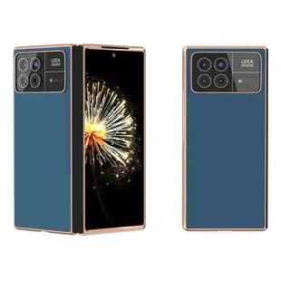 For Xiaomi Mix Fold 3 Genuine Leather Silk Series Nano Plating Phone Case(Blue)