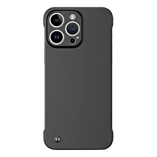 For iPhone 15 Pro Max Frameless Metallic Paint Hybrid PC Phone Case(Matte Black)