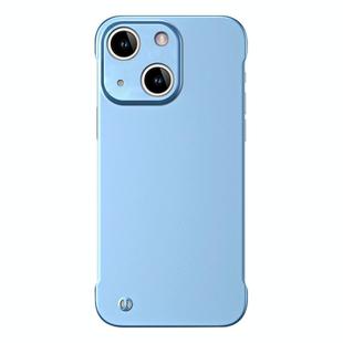 For iPhone 14 Frameless Metallic Paint Hybrid PC Phone Case(Sierra Blue)