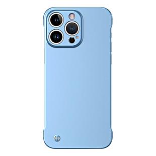 For iPhone 13 Pro Max Frameless Metallic Paint Hybrid PC Phone Case(Sierra Blue)