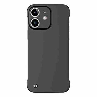 For iPhone 12 Frameless Metallic Paint Hybrid PC Phone Case(Matte Black)