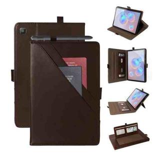 For Samsung Galaxy Tab S6 Lite P610/P615 Horizontal Flip Double Holder Leather Case with Holder & Card Slots & Photo Frame(Brown)