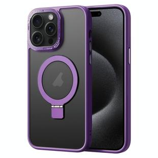 For iPhone 15 Pro Skin Feel MagSafe Magnetic Holder Phone Case(Purple)