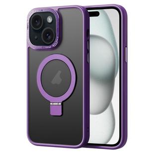 For iPhone 15 Plus Skin Feel MagSafe Magnetic Holder Phone Case(Purple)