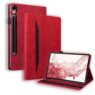 For Samsung Galaxy Tab S9 FE+ Splicing Shockproof Leather Tablet Case(Red)
