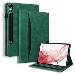 For Samsung Galaxy Tab S9 FE+ Splicing Shockproof Leather Tablet Case(Green)