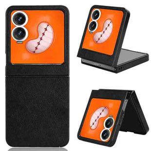 For Tecno Phantom V Flip2 Litchi Texture Back Cover Phone Case(Black)