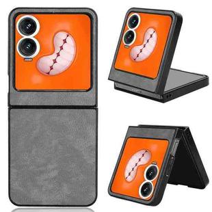For Tecno Phantom V Flip2 Litchi Texture Back Cover Phone Case(Grey)